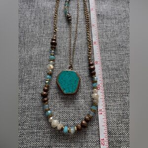Turquoise and Gold Beaded Necklace MAKE ME AN OFFER!